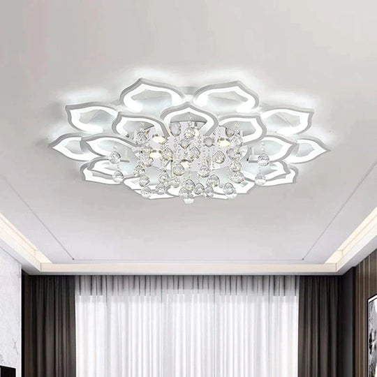 Modern Led Ceiling Lights Fixtures For Living Room White K9 Crystal Home Bedroom Lamp With Remote