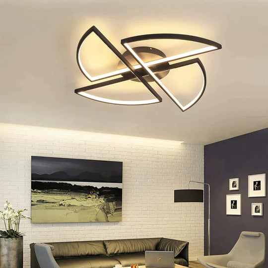 Matte Black Windmill Ceiling Lights Modern Led Lamp For Living Room Bedroom Study Children Fixtures