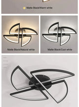 Matte Black Windmill Ceiling Lights Modern Led Lamp For Living Room Bedroom Study Children Fixtures