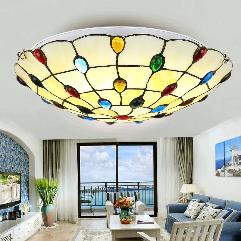 Nordic Europe Colorful Glass Ceiling Lamp Led With 2 Lights Modern Vintage Art Deco For Living Room
