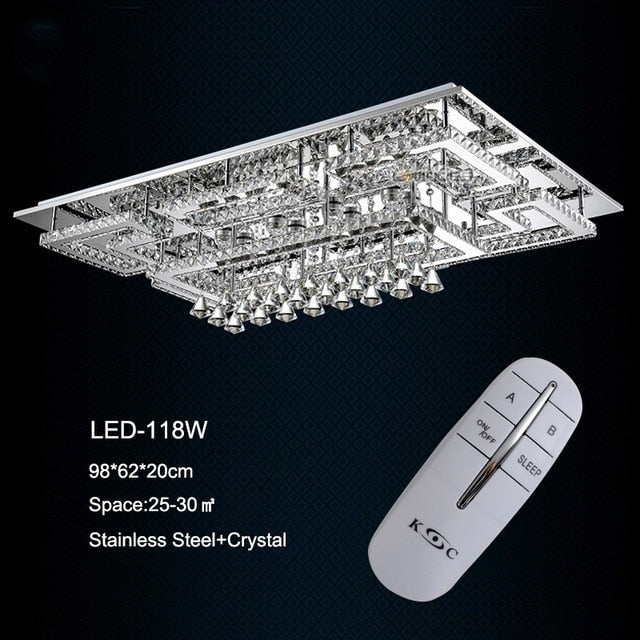Luxury Lled Fixtures Drawing Crystal Ceiling Light Living Ceiling Lamp Modern Lighting Bedroom Led Crystal Lamp Remote Control