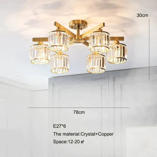 Crystal Ceiling Lights Bedroom Modern Design Copper Lamp Dining Room Led Lamp Kitchen Ceiling Lamp Crystal Lustre Living Room