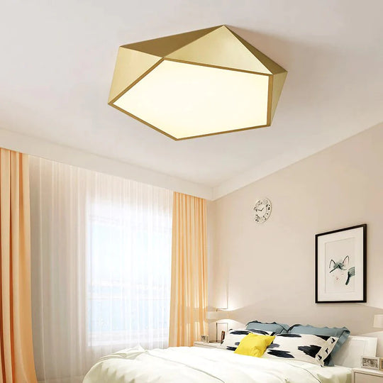 Modern Light Fixtures Ceiling Of Equilateral Indoor Lighting Gold Lampshade For Living Room Bedroom Lamp Ceiling Lamp Fixtures