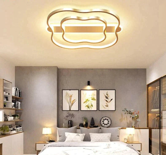 Room Light Flower Nordic Ceiling Lamp Simple Modern Brushed Gold Led Study Warm Romantic Bedroom