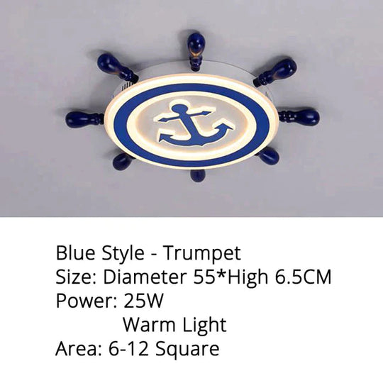 Led Ceiling Light For Study Room Bedroom Blue Color / S 55X65Cm 25W Brightness Dimmable Kids