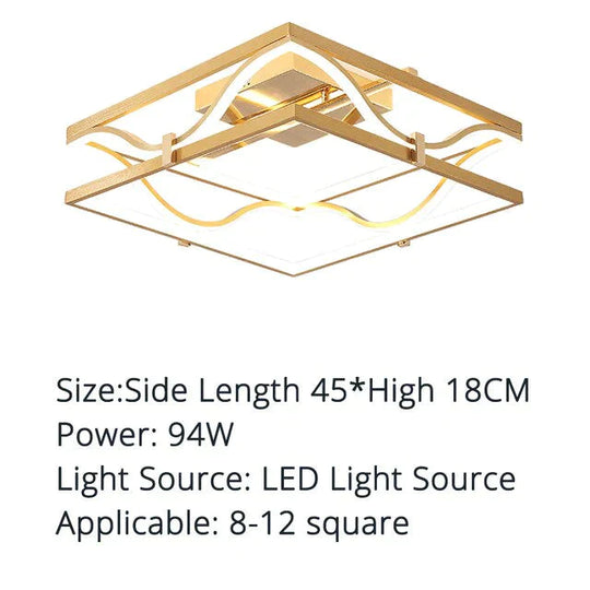 Led Ceiling Lights Gold Body Round/Square For Bedroom Support Remote Control Led Lamps / Square