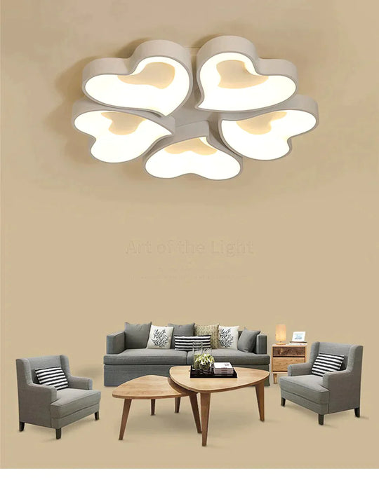 Modern Heart Shape Led Ceiling Lights For Living Room Bedroom Indoor Lighting Lamp Fixture Remote