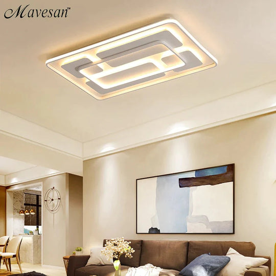 Modern White/Grey Color Ceiling Lights Lamp Rectangular Fashion Led Bedroom Lamps Living Room Lamp Luminaria