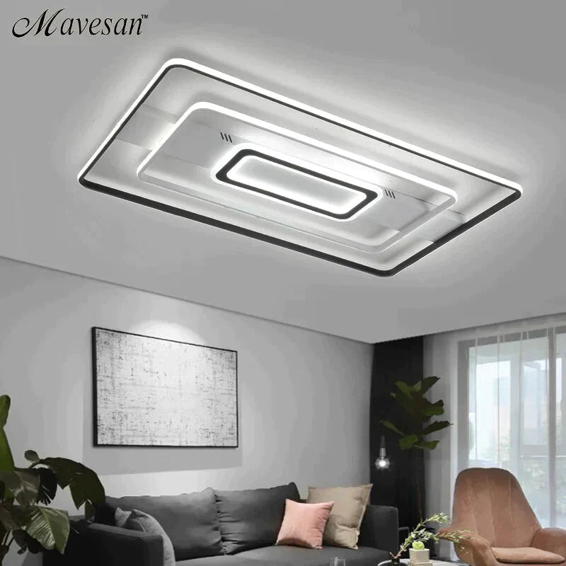 Modern Rectangle/Square/Circle Acrylic Led Ceiling Light White Color Black Remote Control For Living