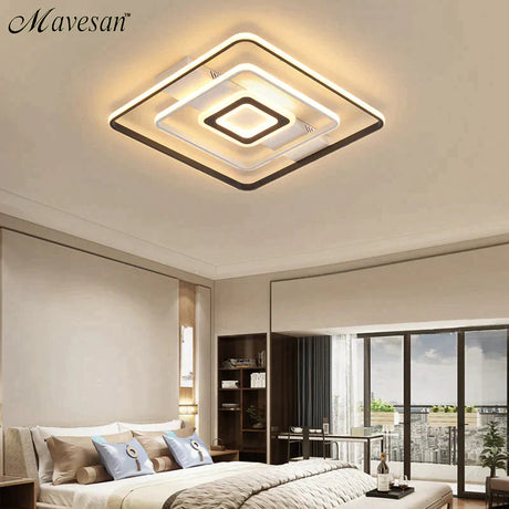 Modern Rectangle/Square/Circle Acrylic Led Ceiling Light White Color Black Remote Control For Living
