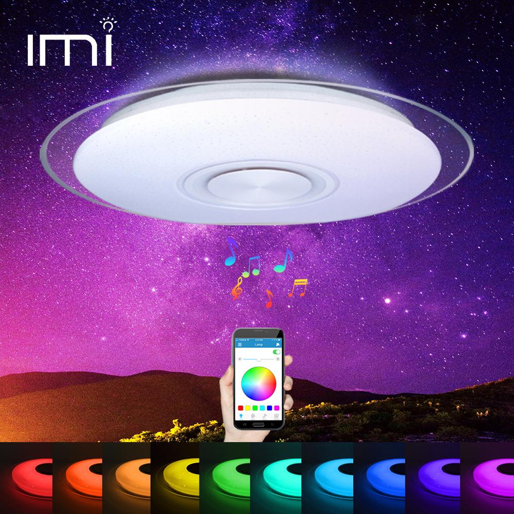 Rgb Mordern Led Ceiling Light Dimmable App Remote Control Bluetooth & Music Speaker Colorful Bedroom