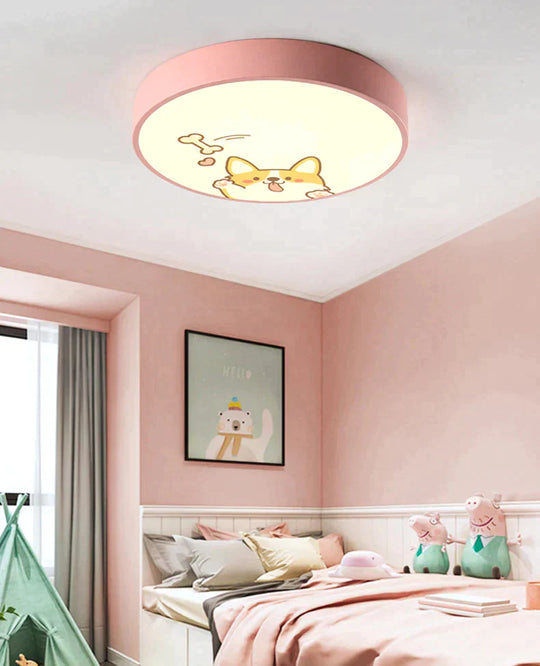 Led Ceiling Lamp Cartoon Kids Boy Girls Room Round Multicolor 18W Surface Mounted Lighting Fixtures