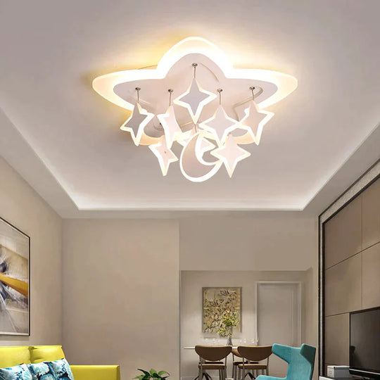 Creative Led Ceiling Light Stars Acrylic For Bedroom Living Room Dining Study Warm Fashion Modern