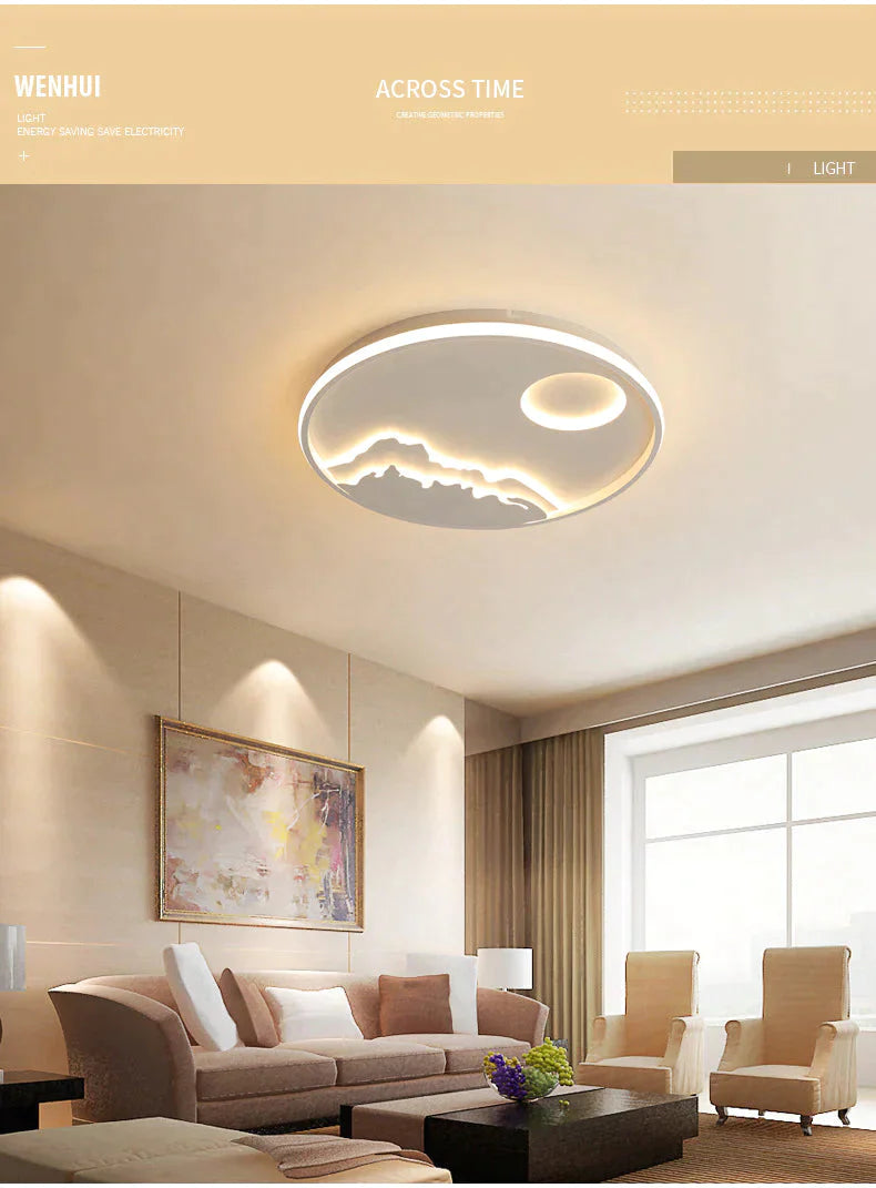 Led Ceiling Light Modern Nature Sunrise Design For Living Room Bedroom Kitchen Dining Lighting