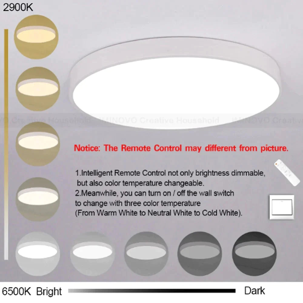 Modern Macaron Panel Lamp Led Ceiling Light Fixture Remote Control Hall Surface Mount Flush Bedroom