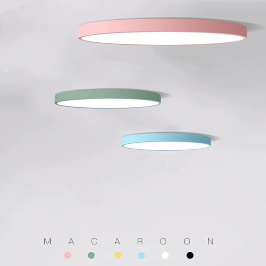 Modern Macaron Panel Lamp LED Ceiling Light Fixture Remote Control Hall Surface Mount Flush Bedroom Living Room Round Lighting