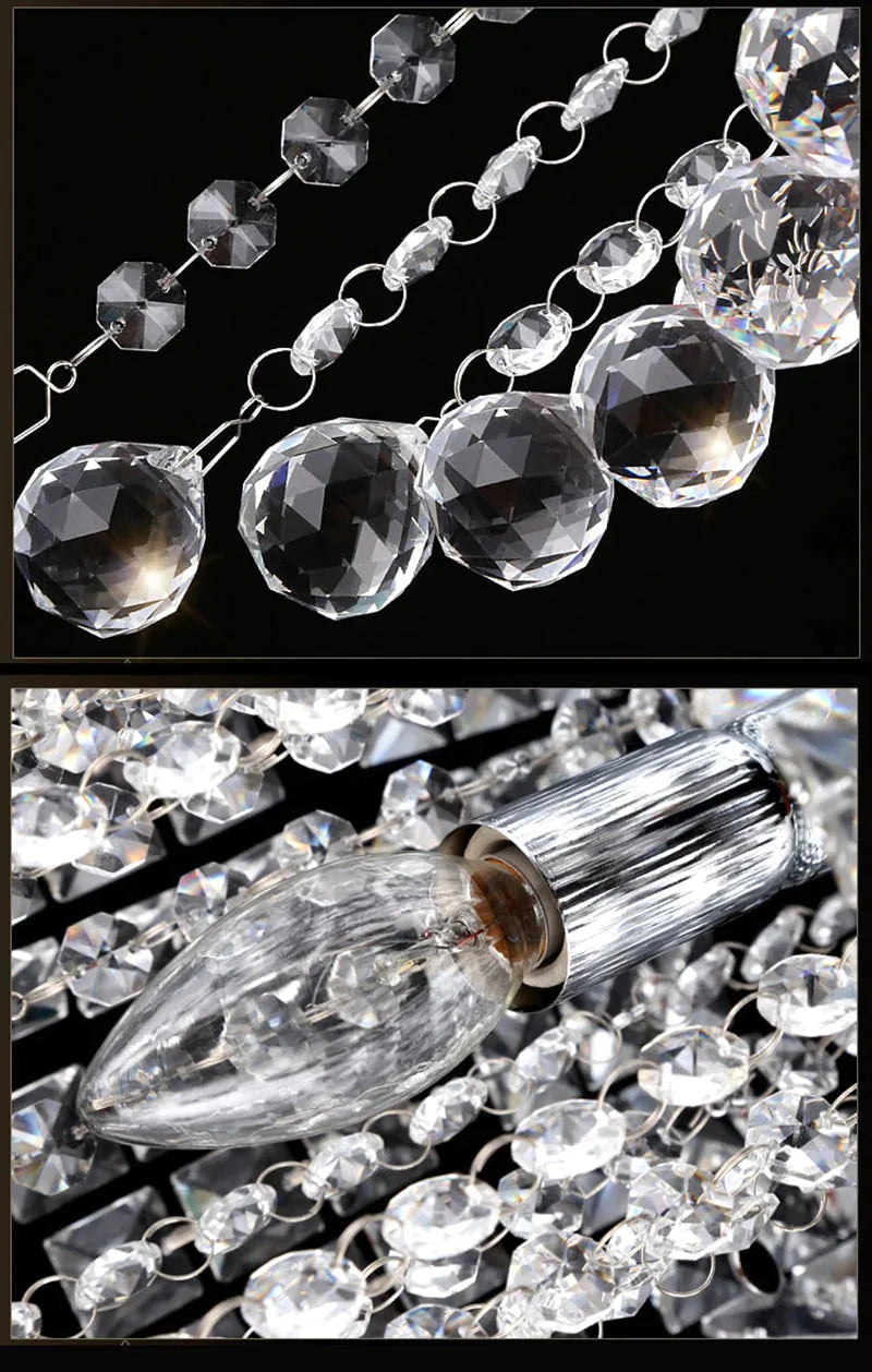 LED Crystal ceiling light Chrome Flush Mount Fixture with Raindrop Crystals, Modern Ceiling Lighting