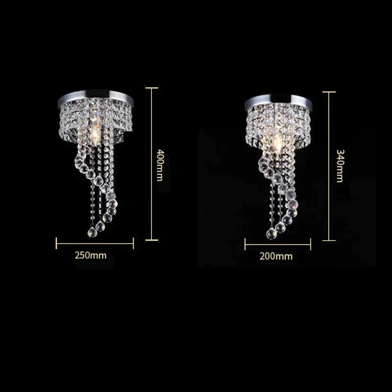 Led Crystal Ceiling Light Chrome Flush Mount Fixture With Raindrop Crystals Modern Ceiling Lighting
