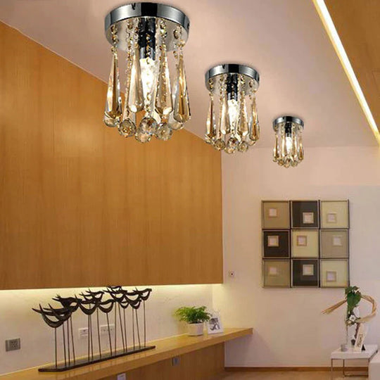 Crystal Ceiling Light Flush Mount Ceiling Light Fixture Ceiling Lamp with Crystal Beads for Bedroom Hallway Living Room Kitchen