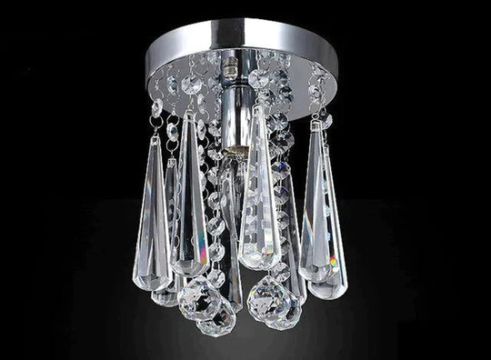 Crystal Ceiling Light Flush Mount Fixture Lamp With Beads For Bedroom Hallway Living Room Kitchen