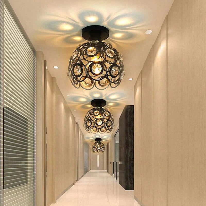 Creative crystal minimalist ceiling light Single wall ceiling lamp bedroom lamp Single European iron lamp Crystal Decor Lamps