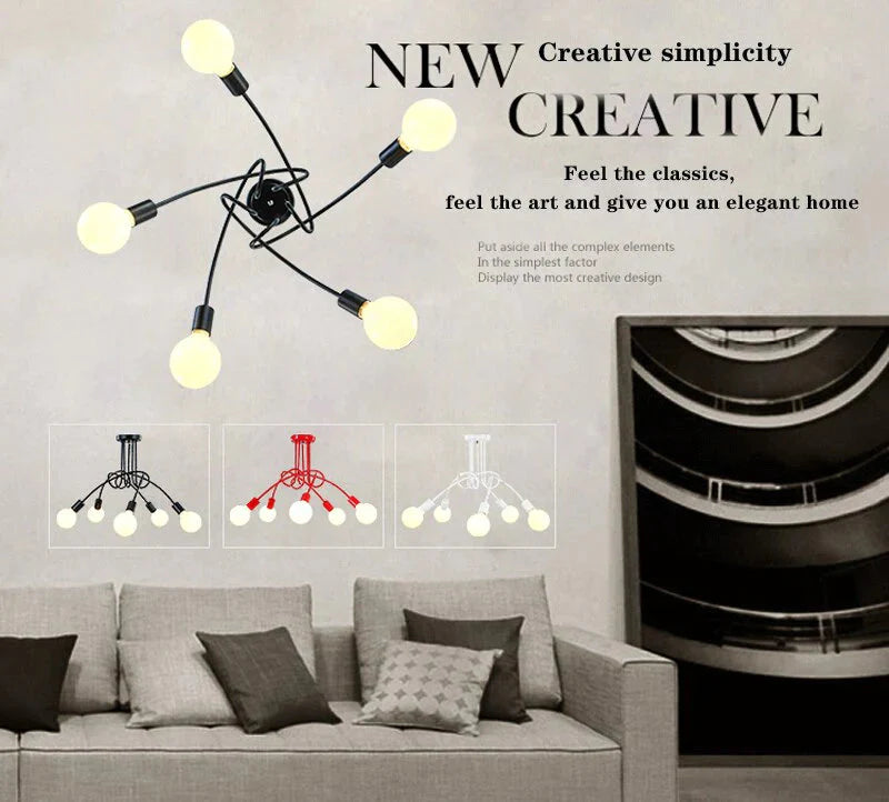 Industrial Style Bedroom Living Room Simple Study Dining Room Lamp Shop Cafe Loft Creative personality LED ceiling lamp