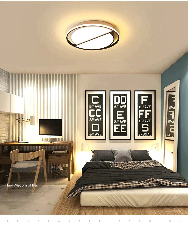 Modern Round Iron Living Room Chandelier Fixtures Led Lustre Bedroom Restaurant Dimmable Chandeliers