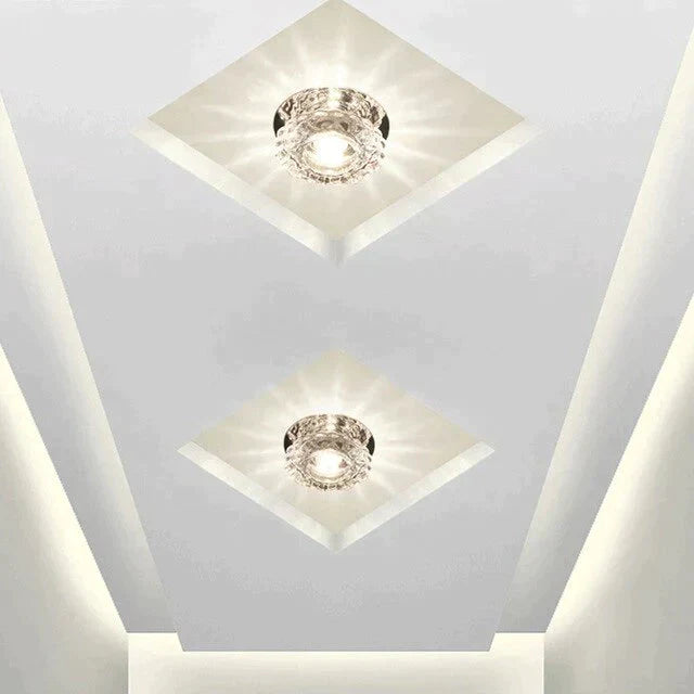 Modern Led Chip Crystal Aisle Lamp Solid Stainless Steel Base Surface Mounted Ceiling For Living