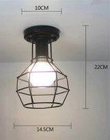 Vintage Ceiling Lights Lustre Luminaria Led Lamp Loft Iron Cage Fixtures Lighting
