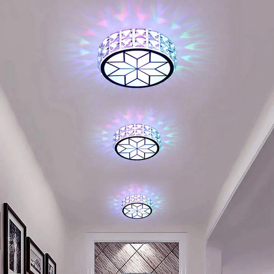Modern Metal Crystal Ceiling Lamp For Hallway Dinning Room 6W/12W Glass Lampshade Round Aisle