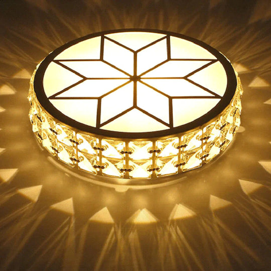 Modern Metal Crystal Ceiling Lamp For Hallway Dinning Room 6W/12W Glass Lampshade Round Aisle