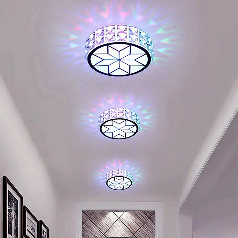 6W/12W Modern Metal Crystal Ceiling Light Lamp For Hallway Dinning Room Flush Mounted Glass