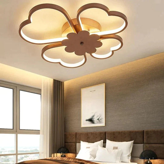 Flowers Lighting Fixtures For Kids Room 36W 54W Coffee Color / 50X50X8Cm 36W Dimmable With Remote
