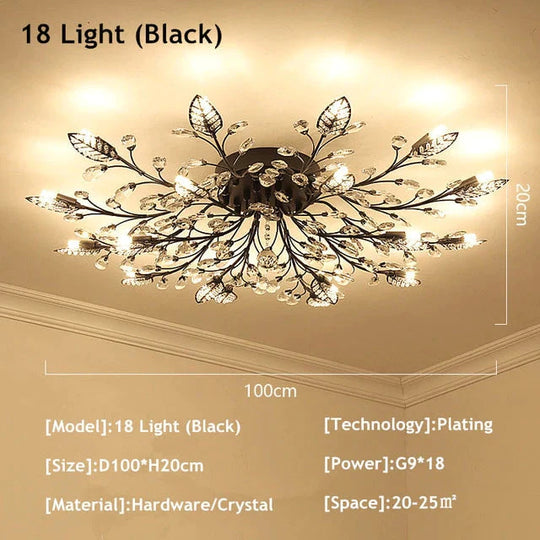 Vintage LED Ceiling Light Crystal Ceiling Lamp For Living Room Loft