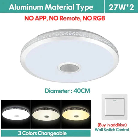 Led Ceiling Light Bluetooth And Music With Colourful Dimmer Rgb Remote Control For Living Room