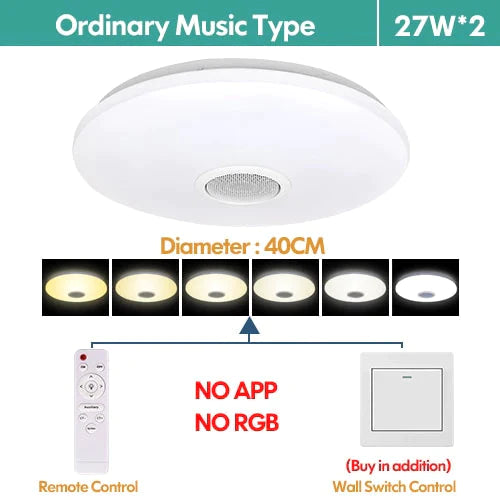 LED Ceiling Light Bluetooth and Music with colourful and dimmer RGB Ceiling Light Remote Control for living room and bedroom