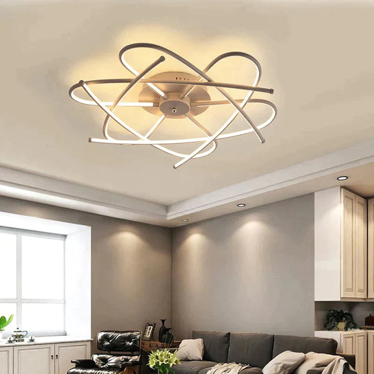 Matte Grey/Black Modern Led Ceiling Lights For Living Room Bedroom Study Rc Dimmable Lamp