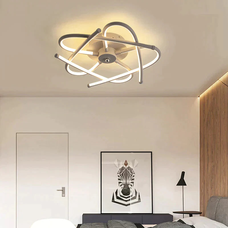 Matte Grey/Black Modern Led Ceiling Lights For Living Room Bedroom Study Rc Dimmable Lamp Grey /