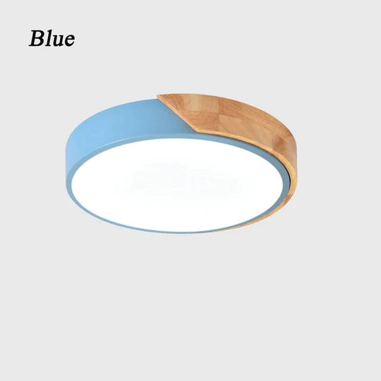 Nordic Wooden Ceiling Lamp Dimmable Led Ceiling Lights Round 30-60 Size Diameter Ultra-thin 5 cm High 7 Colors Iron Art Macaron
