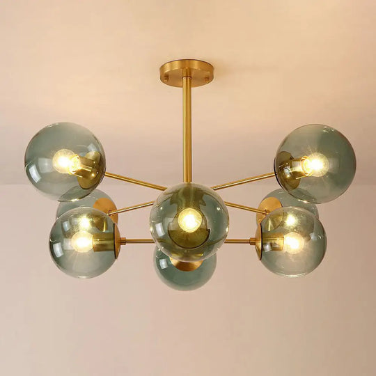 Radial Chandelier Pendant Light In Antiqued Brass - Contemporary Glass Design For Living Room