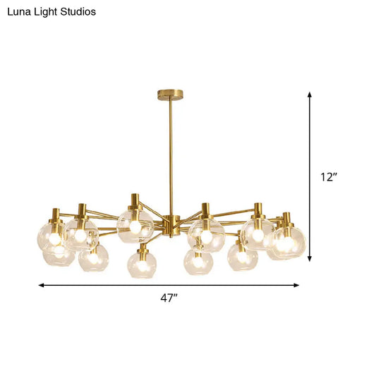 Radial Clear Glass Gold Chandelier Light Fixture - Postmodern Hanging With 8/12 Lights