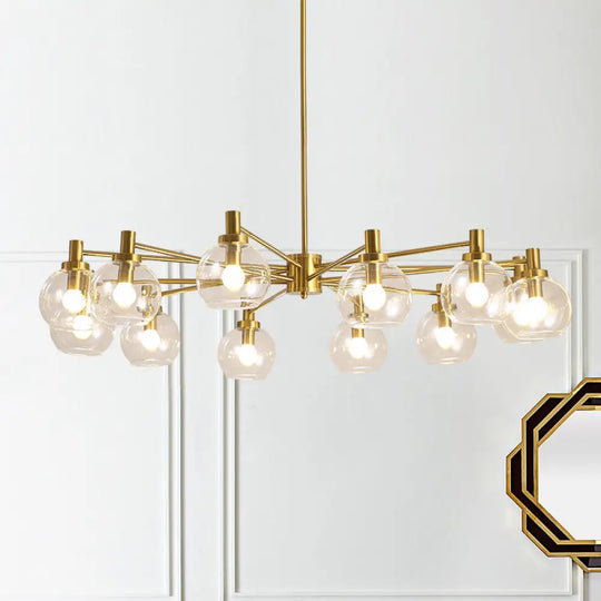 Radial Clear Glass Gold Chandelier Light Fixture - Postmodern Hanging With 8/12 Lights 12 /