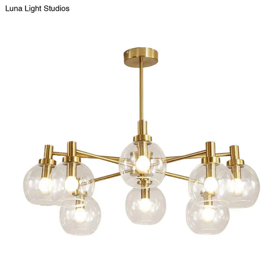 Radial Clear Glass Gold Chandelier Light Fixture - Postmodern Hanging With 8/12 Lights