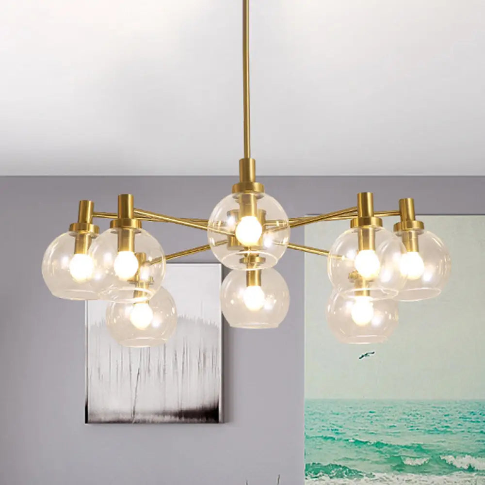 Radial Clear Glass Gold Chandelier Light Fixture - Postmodern Hanging With 8/12 Lights 8 /