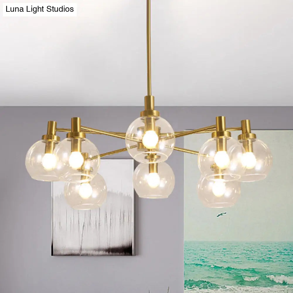 Postmodern Clear Glass Gold Chandelier Light Fixture - 8/12 Lights Radial Hang 8 /