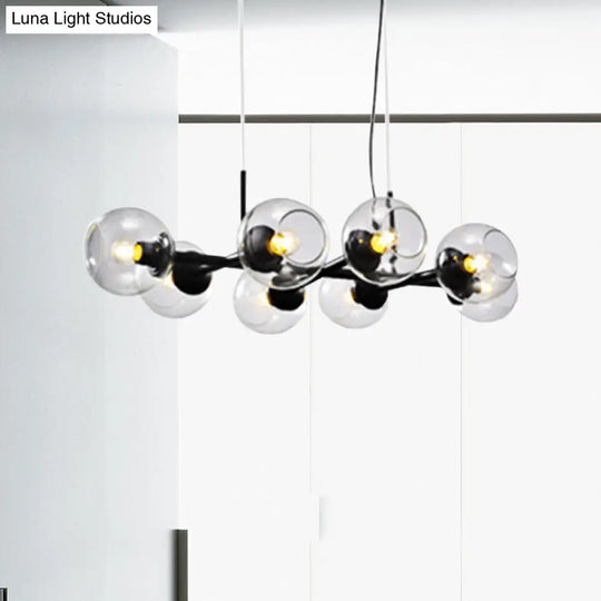 Radial Glass Chandelier - Modern Black/Gold Suspension Lamp (8/12 Lights)