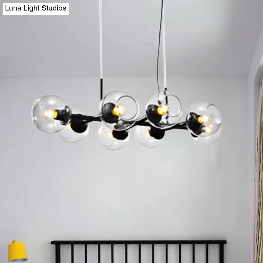 Radial Glass Chandelier - Modern Black/Gold Suspension Lamp (8/12 Lights)