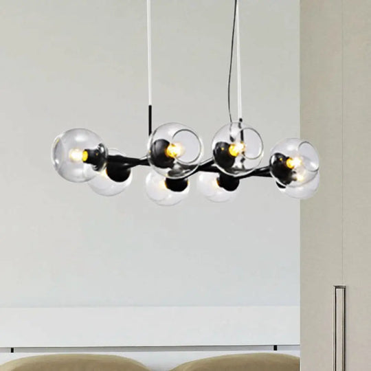 Radial Glass Chandelier - Modern Black/Gold Suspension Lamp (8/12 Lights) 8 / Black