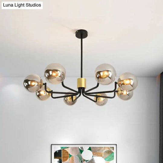 Radial Metal Ball Glass Chandelier – Modern Suspension Light For Living Room