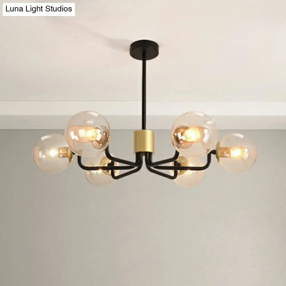 Radial Metal Ball Glass Chandelier – Modern Suspension Light For Living Room